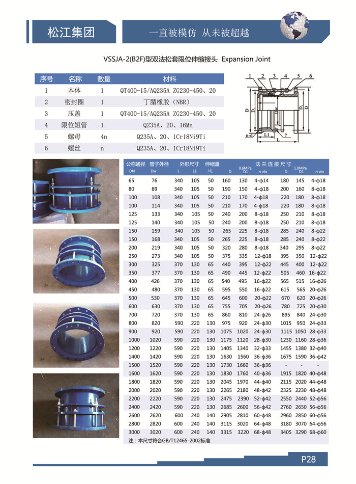 上海雙法蘭伸縮接頭，上海松套伸縮接頭，上海限位伸縮接頭